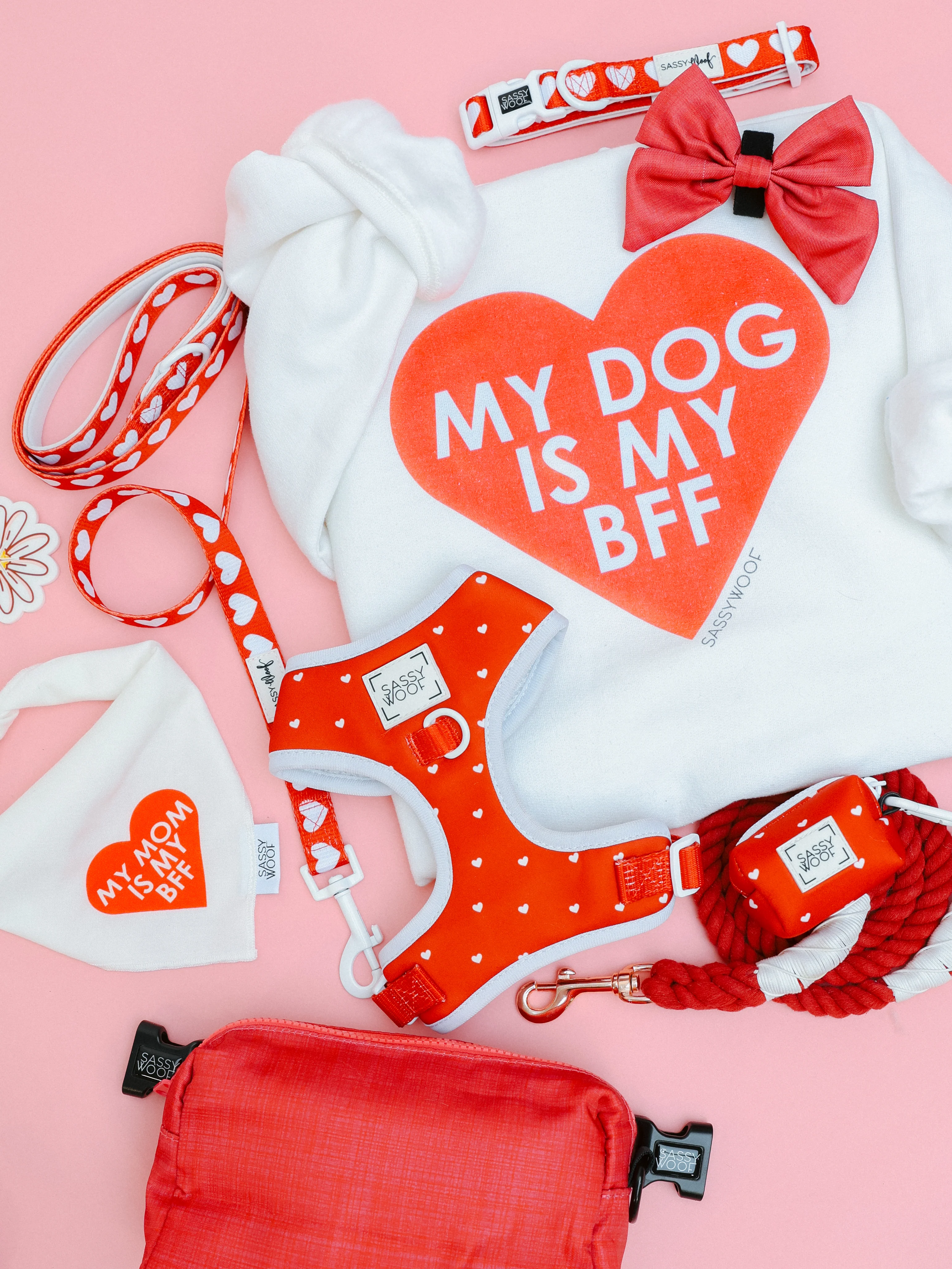 Bundle - BFF Valentine's Sweatshirt & Bandana (RED) - Image 6