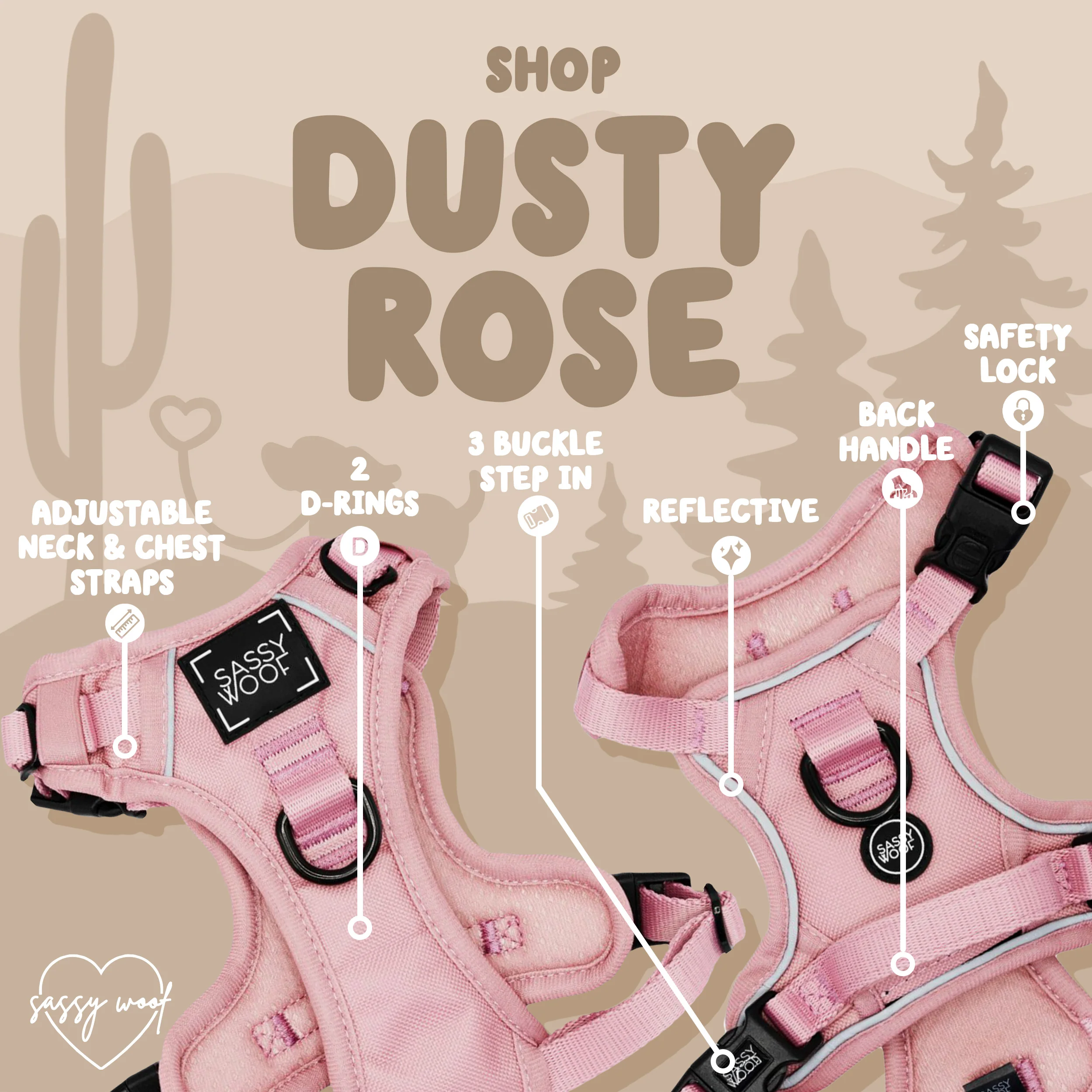 Dog Step-in Harness - Dusty Rose - Image 4